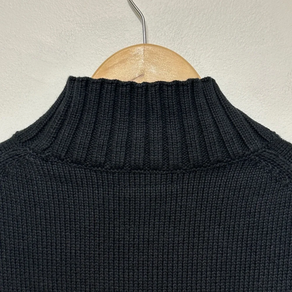 J. Crew Cotton Mock Neck Ribbed Sweater Womens XS Black Pullover Academia Preppy